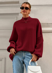 PRETTYGARDEN Women's Fall Oversized Sweaters Chunky Knit Mock Neck Long Sleeve Casual Trendy Pullover Winter Clothes PRETTYGARDEN