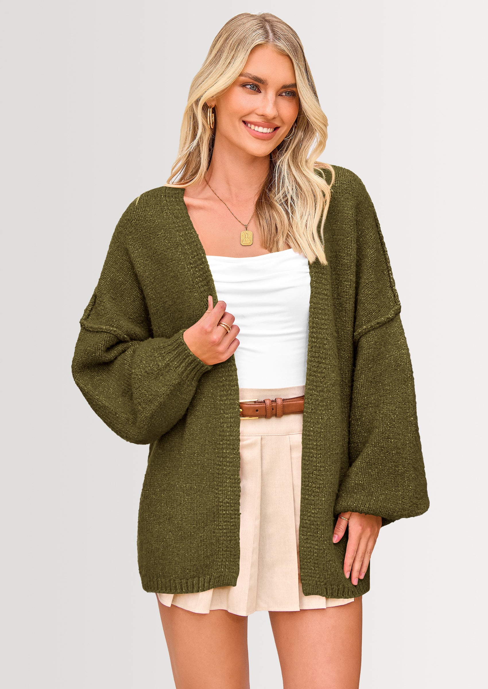 PRETTYGARDEN Womens Oversized Cardigan Sweaters Fall Long Lantern Slee