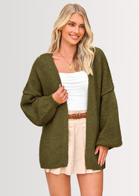 PRETTYGARDEN Womens Oversized Cardigan Sweaters Fall Long Lantern Sleeve Knit Open Front Lightweight Sweater