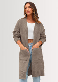 PRETTYGARDEN Fall Long Sleeve Cardigan Sweaters for Women Trendy Winter Open Front Loose Knitted Cardigans with Pockets