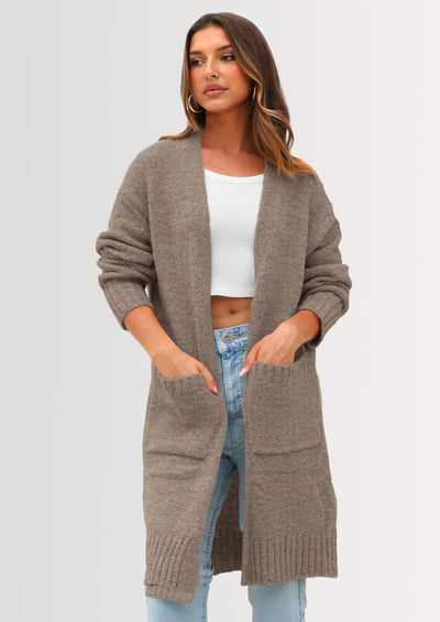 PRETTYGARDEN Fall Long Sleeve Cardigan Sweaters for Women Trendy Winter Open Front Loose Knitted Cardigans with Pockets