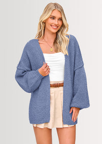 PRETTYGARDEN Womens Oversized Cardigan Sweaters Fall Long Lantern Sleeve Knit Open Front Lightweight Sweater
