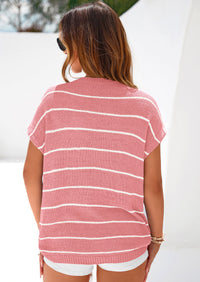 PRETTYGARDEN Womens Summer Short Sleeve Tops Trendy Crew Neck Striped Knit Sweater Business Casual Spring Clothes PRETTYGARDEN