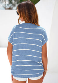 PRETTYGARDEN Womens Summer Short Sleeve Tops Trendy Crew Neck Striped Knit Sweater Business Casual Spring Clothes PRETTYGARDEN