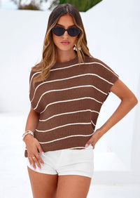 PRETTYGARDEN Womens Summer Short Sleeve Tops Trendy Crew Neck Striped Knit Sweater Business Casual Spring Clothes PRETTYGARDEN