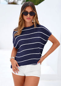 PRETTYGARDEN Womens Summer Short Sleeve Tops Trendy Crew Neck Striped Knit Sweater Business Casual Spring Clothes PRETTYGARDEN