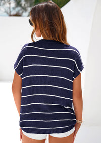 PRETTYGARDEN Womens Summer Short Sleeve Tops Trendy Crew Neck Striped Knit Sweater Business Casual Spring Clothes PRETTYGARDEN