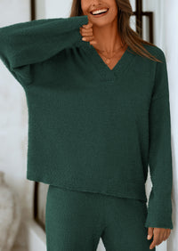 PRETTYGARDEN Lounge Sets for Women Two Piece Sweaters Pajama Set Fall Fashion Loungewear Outfits Matching Winter Clothes