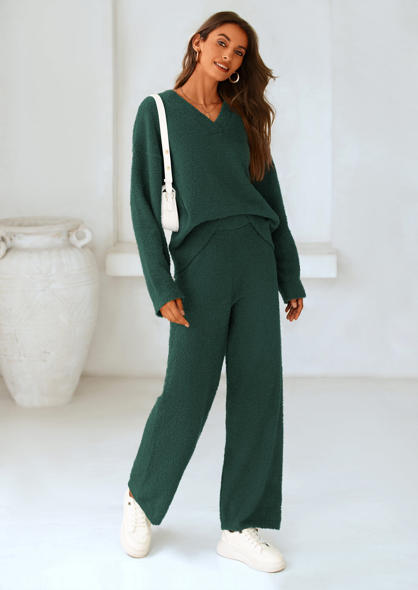 PRETTYGARDEN Lounge Sets for Women Two Piece Sweaters Pajama Set Fall Fashion Loungewear Outfits Matching Winter Clothes