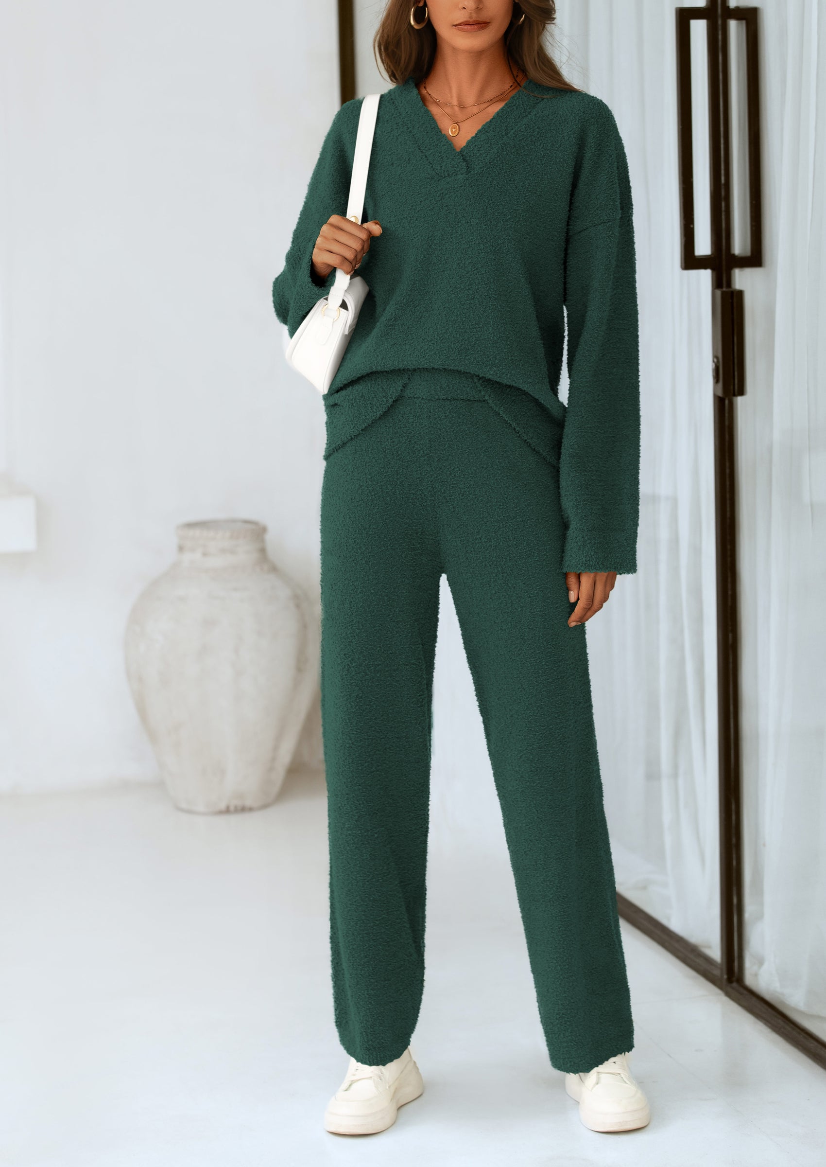 PRETTYGARDEN Lounge Sets for Women Two Piece Sweaters Pajama Set Fall Fashion Loungewear Outfits Matching Winter Clothes