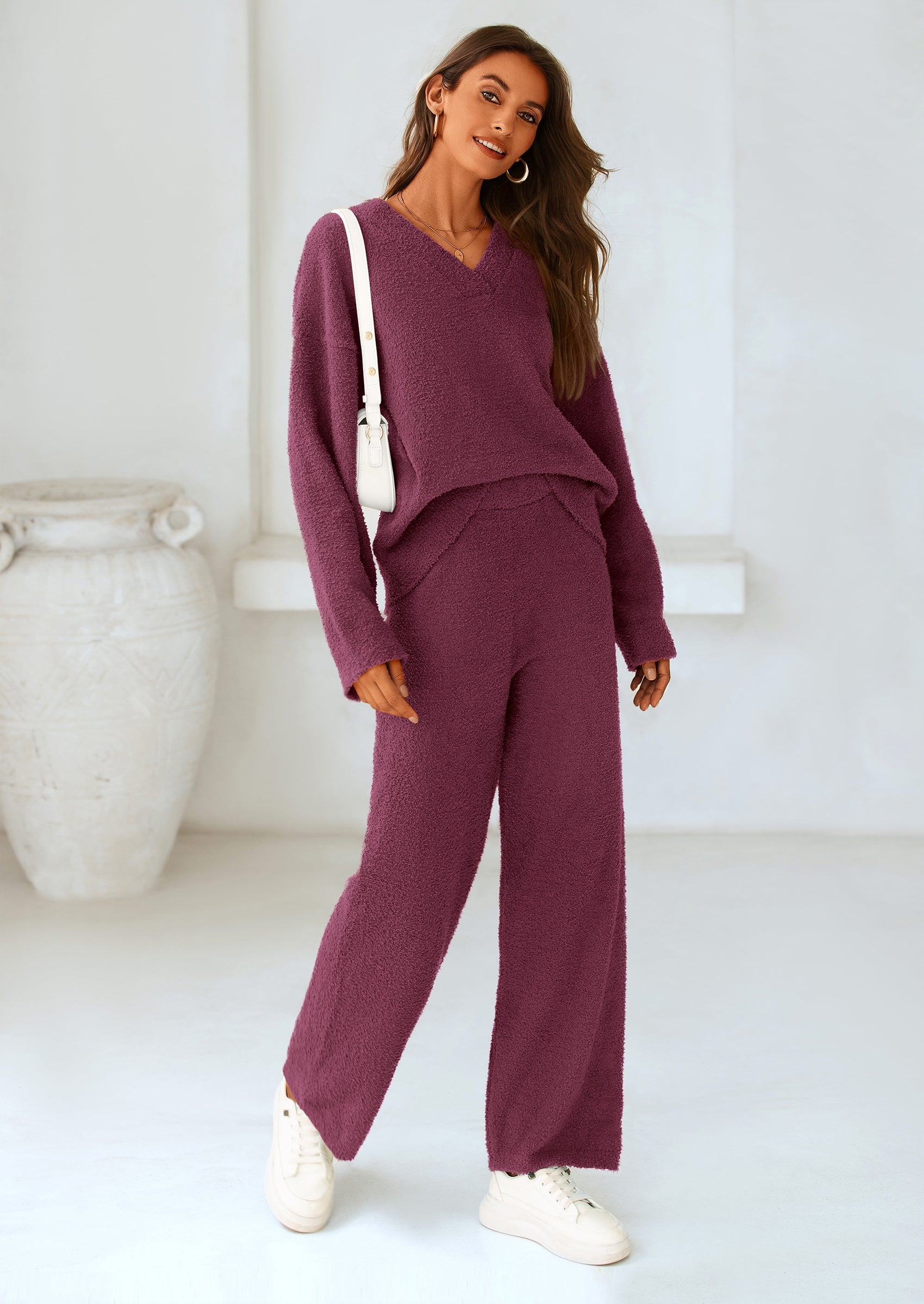 PRETTYGARDEN Lounge Sets for Women Two Piece Sweaters Pajama Set Fall Fashion Loungewear Outfits Matching Winter Clothes