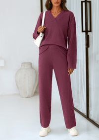 PRETTYGARDEN Lounge Sets for Women Two Piece Sweaters Pajama Set Fall Fashion Loungewear Outfits Matching Winter Clothes