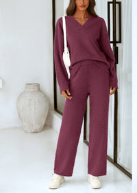 PRETTYGARDEN Lounge Sets for Women Two Piece Sweaters Pajama Set Fall Fashion Loungewear Outfits Matching Winter Clothes