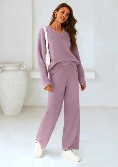 PRETTYGARDEN Lounge Sets for Women Two Piece Sweaters Pajama Set Fall Fashion Loungewear Outfits Matching Winter Clothes