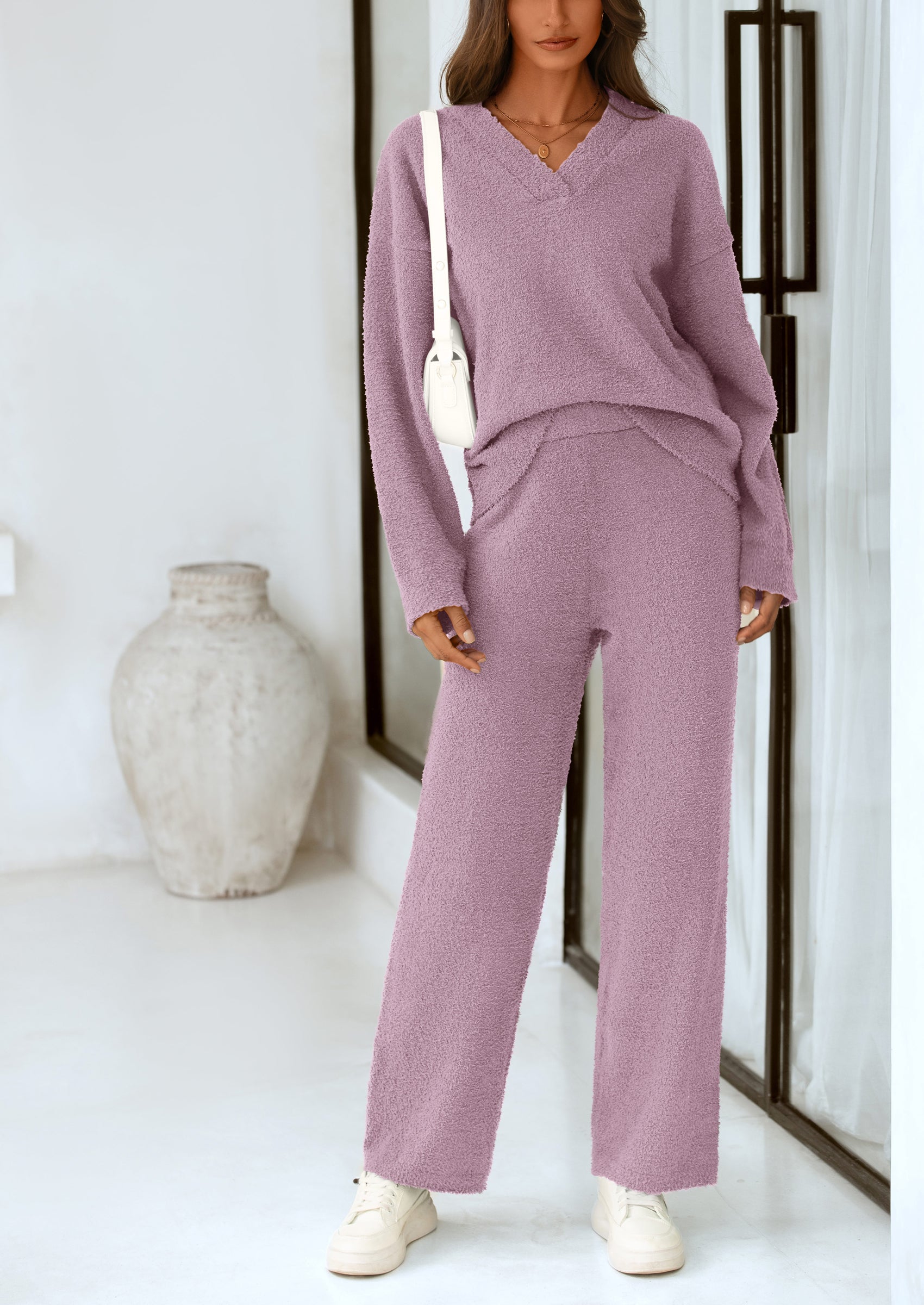 PRETTYGARDEN Lounge Sets for Women Two Piece Sweaters Pajama Set Fall Fashion Loungewear Outfits Matching Winter Clothes