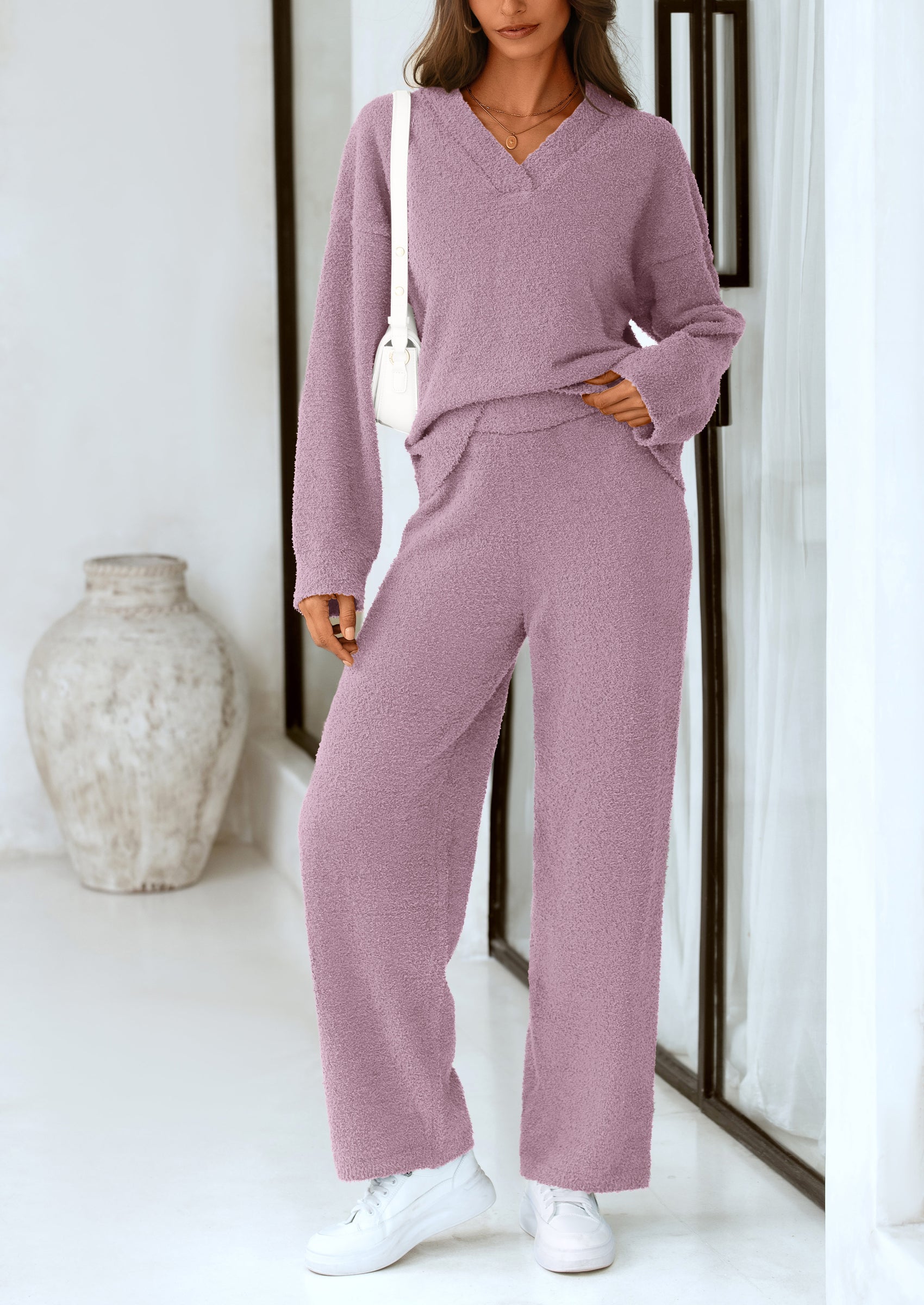 PRETTYGARDEN Lounge Sets for Women Two Piece Sweaters Pajama Set Fall Fashion Loungewear Outfits Matching Winter Clothes