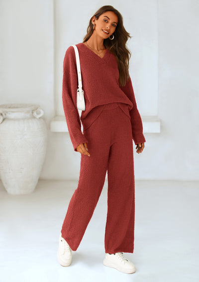 PRETTYGARDEN Lounge Sets for Women Two Piece Sweaters Pajama Set Fall Fashion Loungewear Outfits Matching Winter Clothes