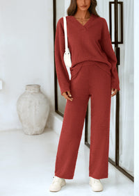 PRETTYGARDEN Lounge Sets for Women Two Piece Sweaters Pajama Set Fall Fashion Loungewear Outfits Matching Winter Clothes