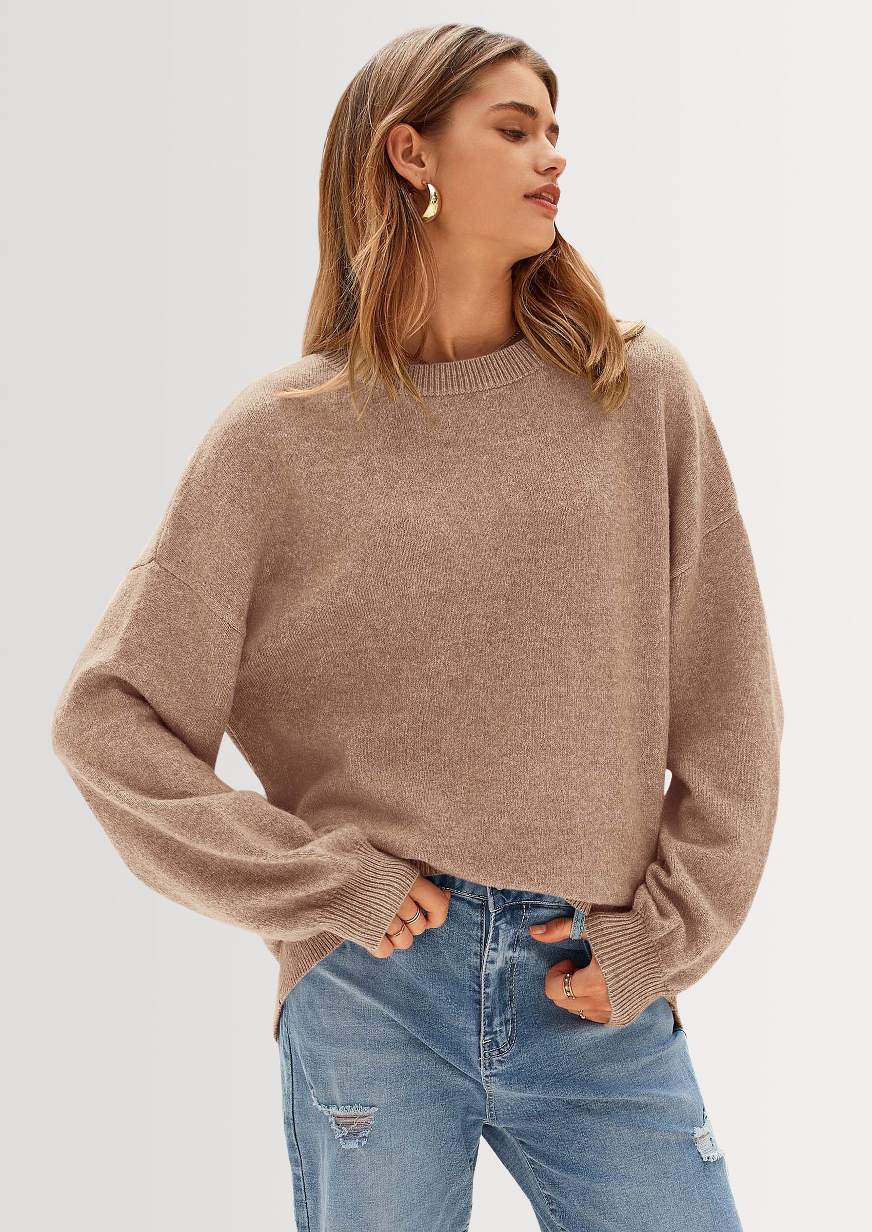 PRETTYGARDEN Women's Fall Sweaters Casual Crew Neck Long Sleeve Pullover Tops Ribbed Knit Loose Fit Winter Clothes