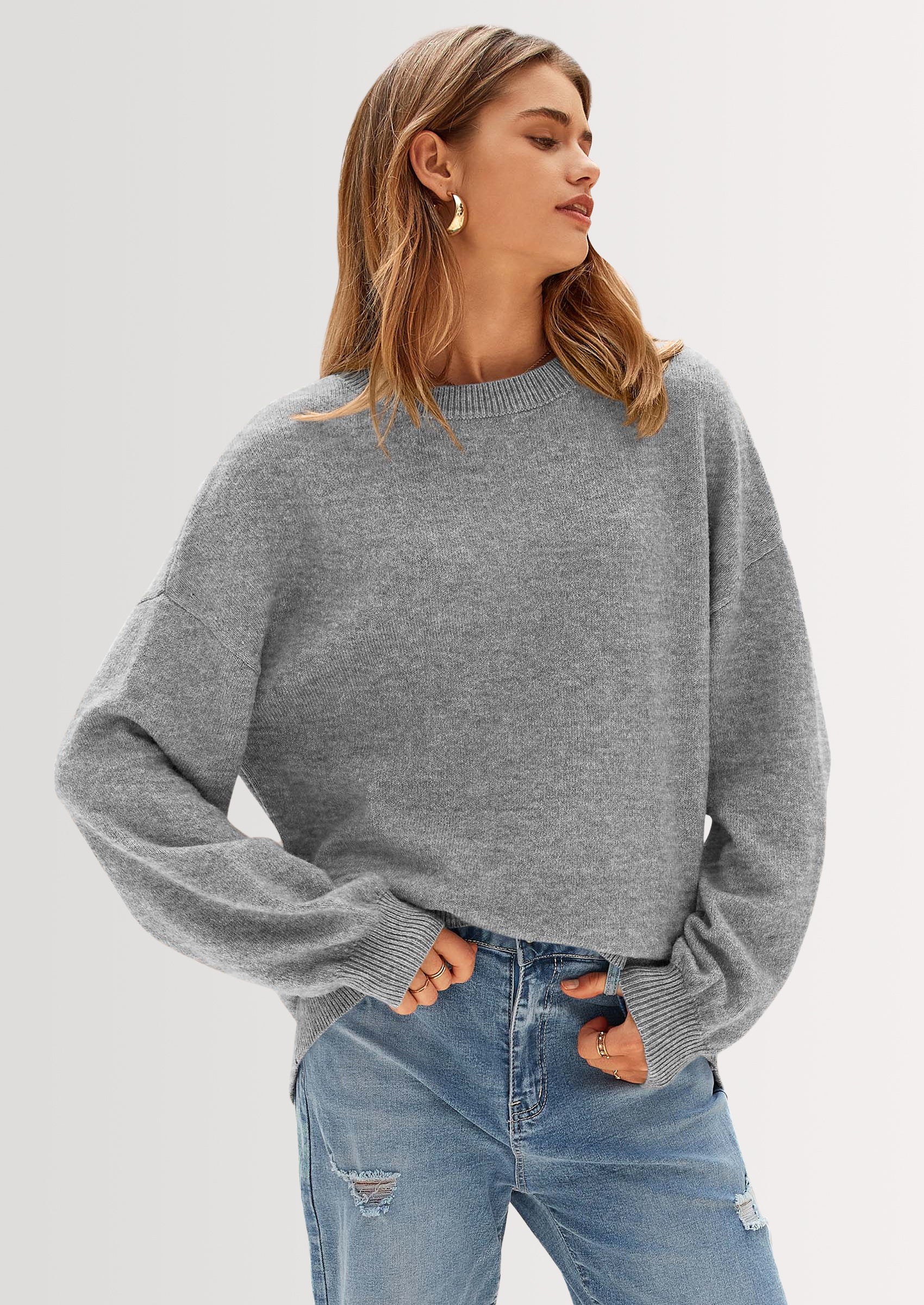 PRETTYGARDEN Women's Fall Sweaters Casual Crew Neck Long Sleeve Pullover Tops Ribbed Knit Loose Fit Winter Clothes