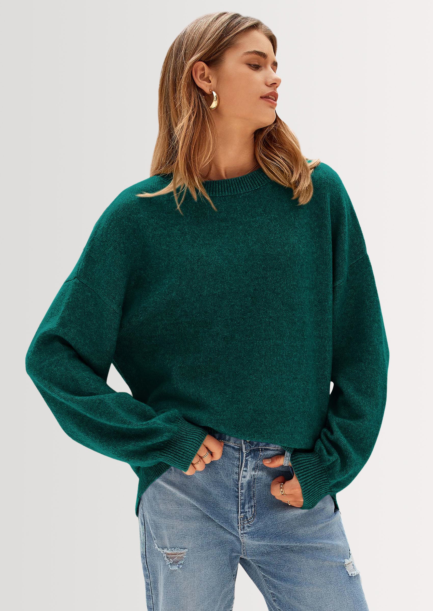 PRETTYGARDEN Women's Fall Sweaters Casual Crew Neck Long Sleeve Pullover Tops Ribbed Knit Loose Fit Winter Clothes