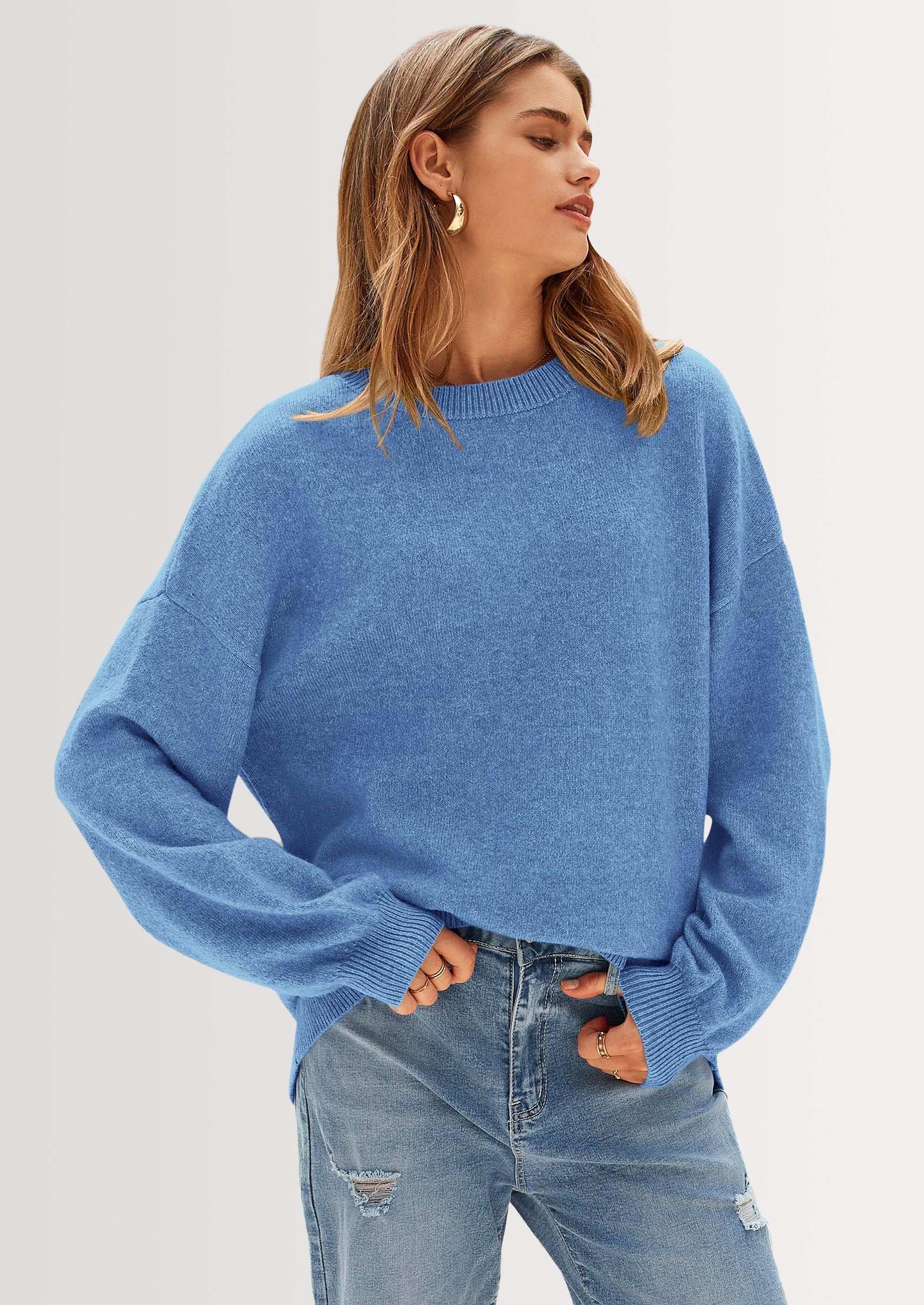 PRETTYGARDEN Women's Fall Sweaters Casual Crew Neck Long Sleeve Pullover Tops Ribbed Knit Loose Fit Winter Clothes