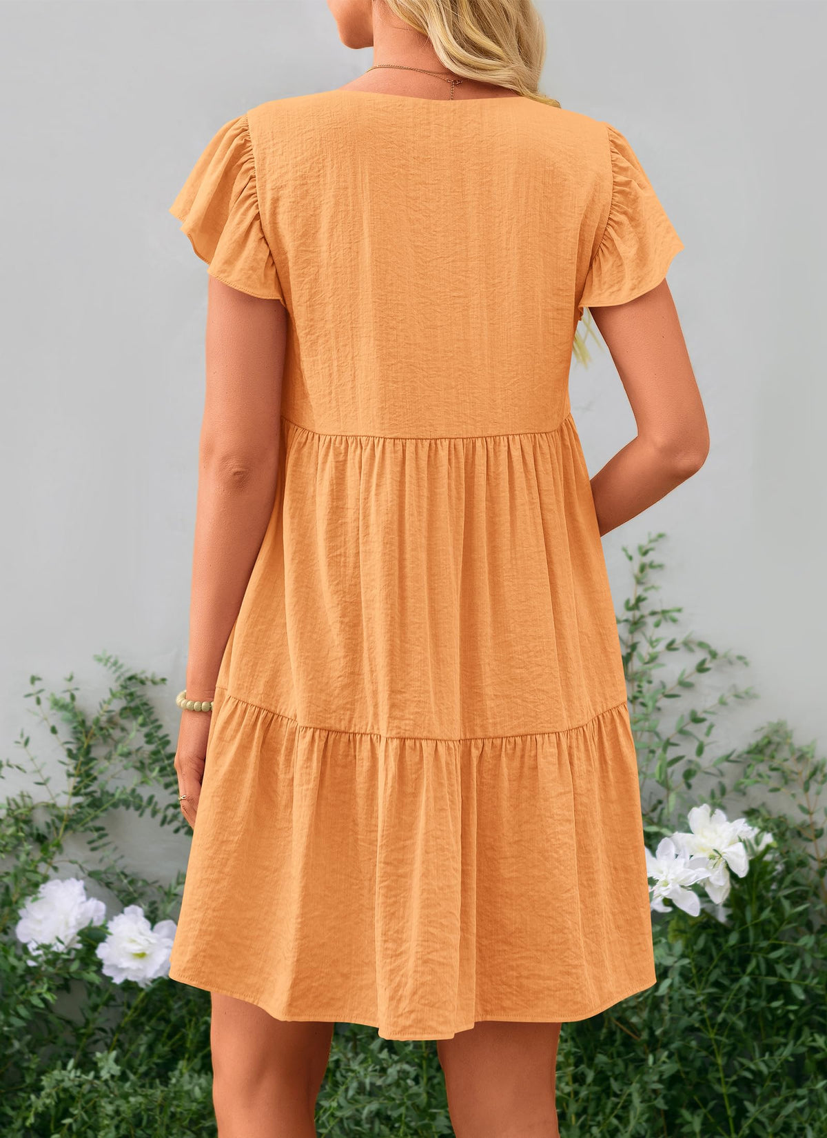 Summer Casual Cap Sleeve V Neck Tiered Ruffle Swing A Line Dresses