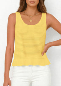 PRETTYGARDEN Womens Spring Crochet Tops Summer Sleeveless Scoop Neck Boho Sweater Tank Top Cute Beach Vacation Clothes PRETTYGARDEN