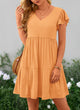 Summer Casual Cap Sleeve V Neck Tiered Ruffle Swing A Line Dresses