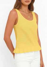 PRETTYGARDEN Womens Spring Crochet Tops Summer Sleeveless Scoop Neck Boho Sweater Tank Top Cute Beach Vacation Clothes PRETTYGARDEN