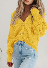 PRETTYGARDEN Women's Chunky Knit Open Front Sweater Long Sleeve Button Loose Short Cardigan Outerwear Coats