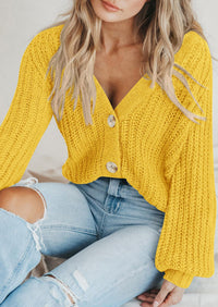 PRETTYGARDEN Women's Chunky Knit Open Front Sweater Long Sleeve Button Loose Short Cardigan Outerwear Coats