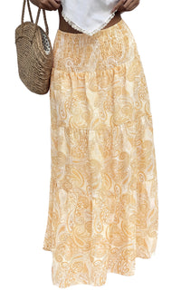 PRETTYGARDEN Floral Summer Boho Maxi Skirts for Women 2026 Smocked Elastic Waist Pleated Tiered Vacation Flowy Long Skirt PRETTYGARDEN