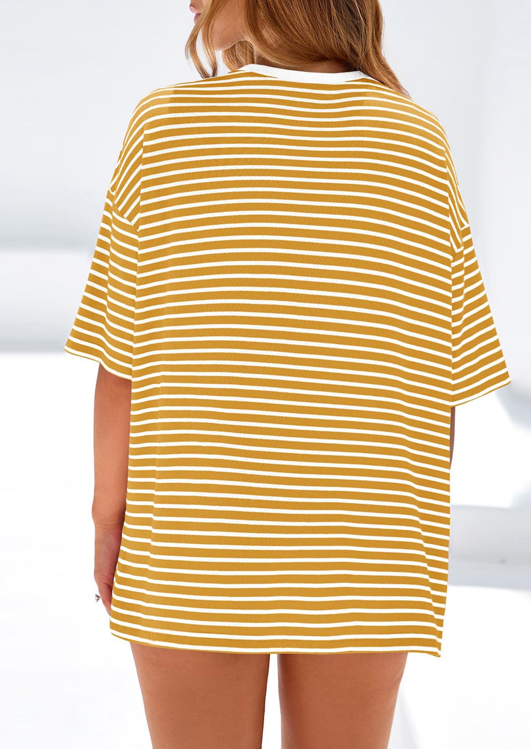 PRETTYGARDEN Womens Oversied Cute Tops Casual Striped Short Sleeve Shirt Women Trendy Spring Fashion Basic Tees Blouse PRETTYGARDEN