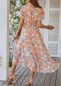 PRETTYGARDEN Women Summer Floral Boho V Neck Ruffle Wedding Guest Maxi Dresses