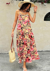 PRETTYGARDEN Women Summer Dresses Spaghetti Strap Scoop Neck Floral Maxi Dress Flowy Boho Long Sundress with Pockets