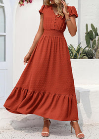 PRETTYGARDEN Womens Dresses Summer Maxi Dress Boho Short Sleeve V Neck Swiss Dot Ruffle Tiered Smocked Flowy Long Dress PRETTYGARDEN