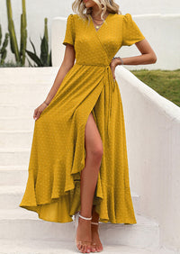 PRETTYGARDEN Women's Summer Maxi Dress Casual Wrap Floral Boho Short Sleeve V Neck Split Ruffle Beach Long Dresses