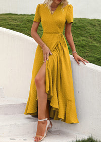 PRETTYGARDEN Women's Summer Maxi Dress Casual Wrap Floral Boho Short Sleeve V Neck Split Ruffle Beach Long Dresses