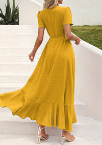 PRETTYGARDEN Women's Summer Maxi Dress Casual Wrap Floral Boho Short Sleeve V Neck Split Ruffle Beach Long Dresses