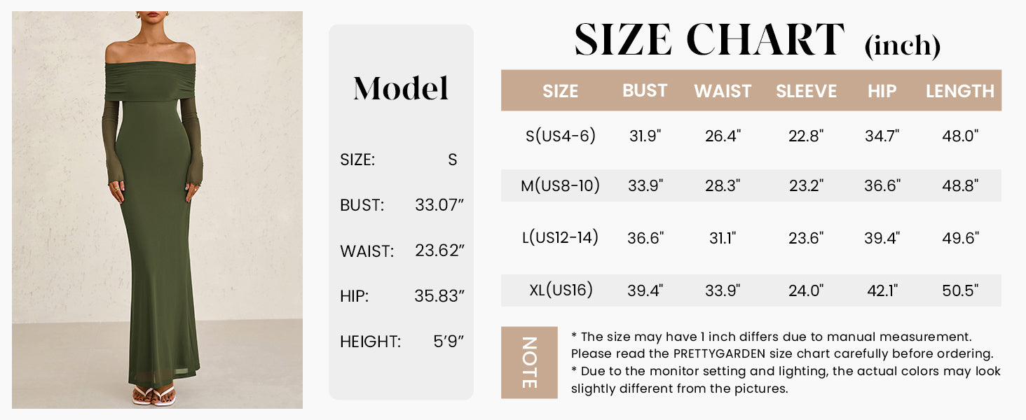 PRETTYGARDEN Off The Shoulder Dresses for Women Mesh Long Sleeve Baby Shower Formal Wedding Guest Dress