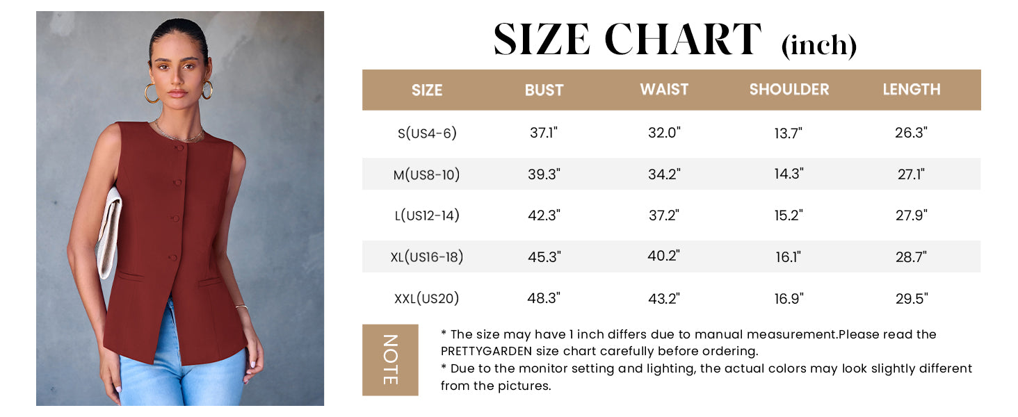 PRETTYGARDEN Women's Suit Vest Tops Summer Dressy Casual Business Button Sleeveless Trendy Fashion Blazer Waistcoat