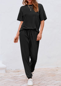 PRETTYGARDEN Women's Two Piece Lounge Sets Spring Summer Jogger Pants Vacation Outfits Travel Airplane Matching Clothes