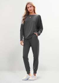 PRETTYGARDEN Women's Fall 2 Piece Lounge Set Long Sleeve Tops Ribbed Pants Spring Matching Sweatsuit Travel Outfits Clothes