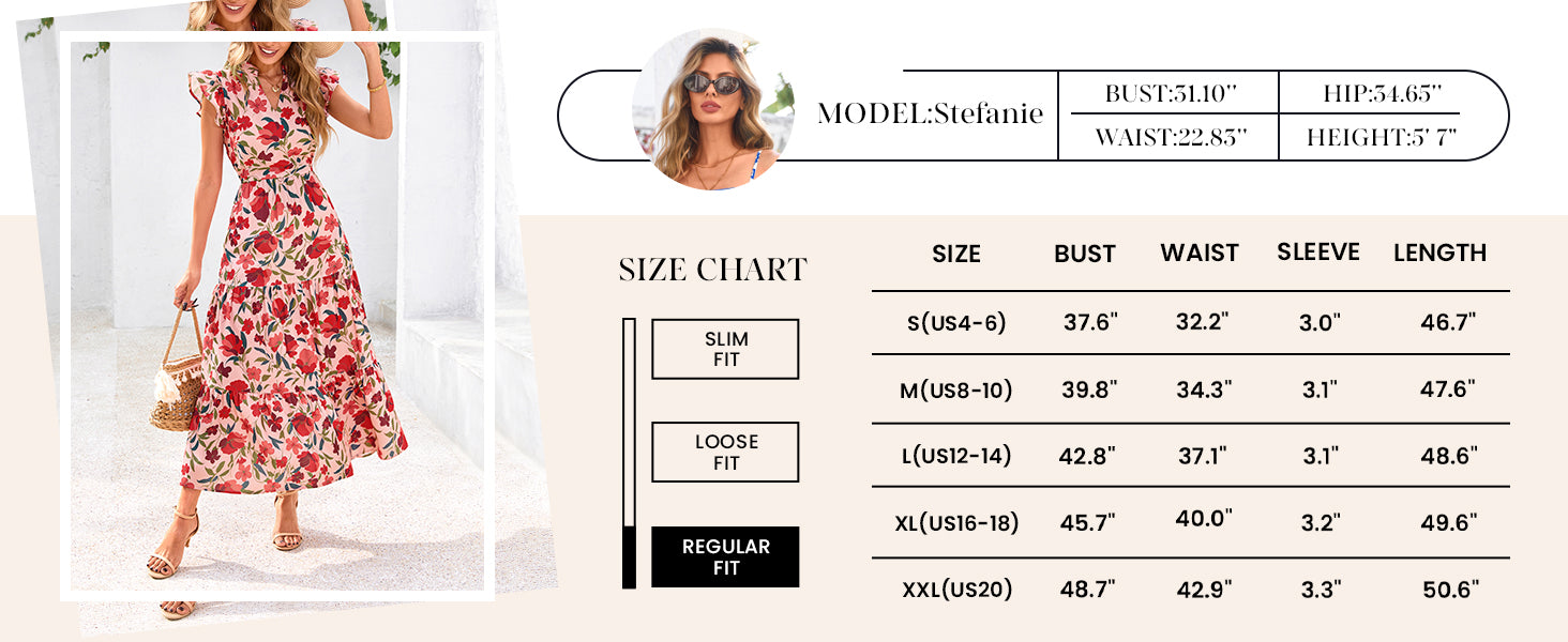 PRETTYGARDEN Women's Summer Floral Midi Dress Cap Sleeve V Neck Ruffle Long Flowy Boho Casual Beach Vacation Dresses