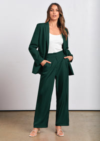 PRETTYGARDEN Women's Fall Two Piece Outfits Dressy Blazer Jacket and Wide Leg Pants Pockets Business Casual Office Suit Sets