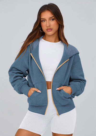 PRETTYGARDEN Hoodies For Women Sweatshirt Zip Up Hoodie Fall Fashion Trendy Long Sleeve Jackets Winter Clothing Outfits