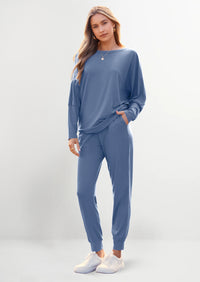 PRETTYGARDEN Women's Fall 2 Piece Lounge Set Long Sleeve Tops Ribbed Pants Spring Matching Sweatsuit Travel Outfits Clothes