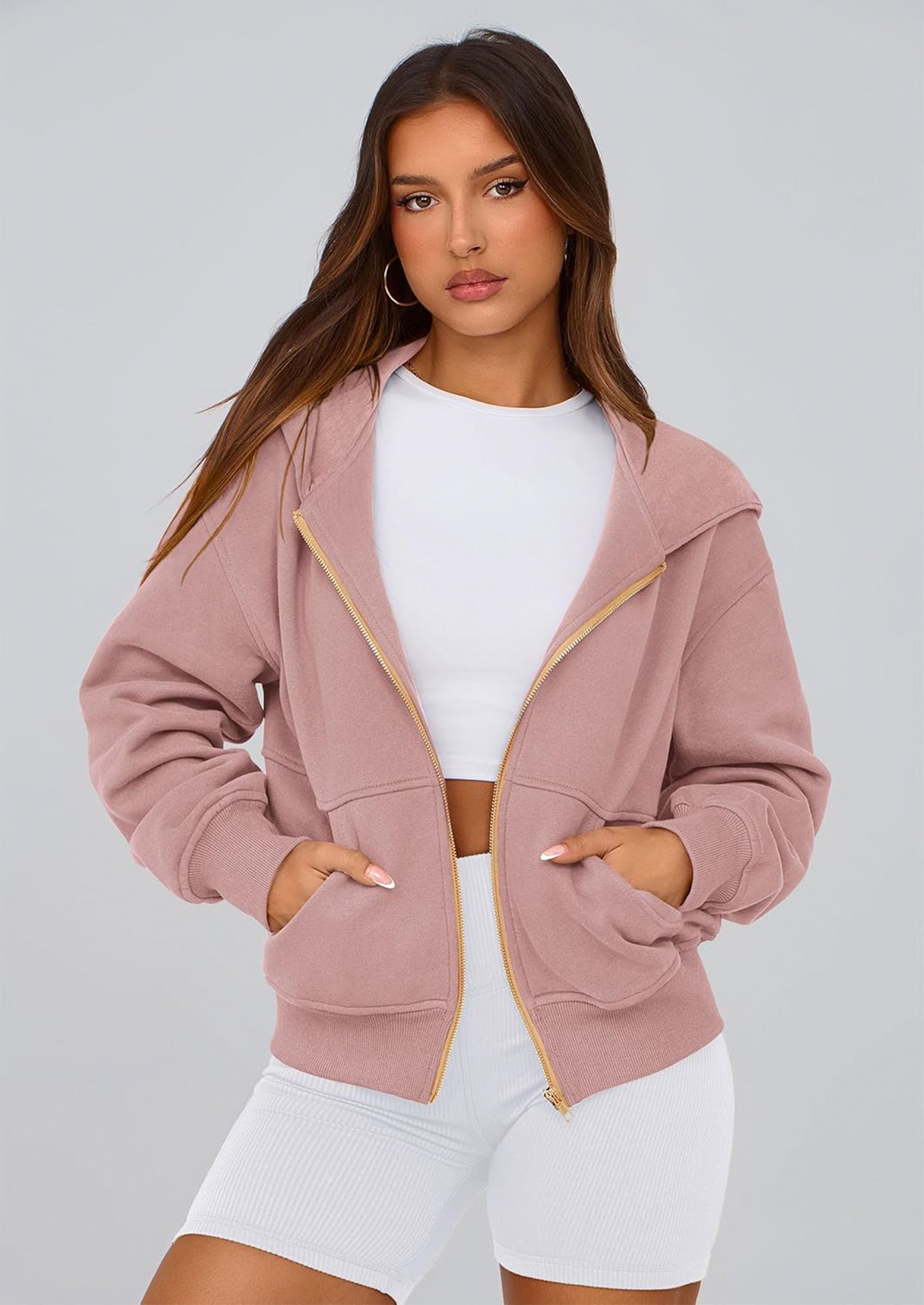 PRETTYGARDEN Hoodies For Women Sweatshirt Zip Up Hoodie Fall Fashion Trendy Long Sleeve Jackets Winter Clothing Outfits