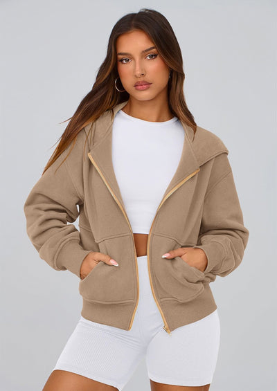 PRETTYGARDEN Hoodies For Women Sweatshirt Zip Up Hoodie Fall Fashion Trendy Long Sleeve Jackets Winter Clothing Outfits